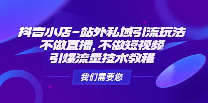 抖音小店-站外私域引流玩法：不做直播，不做短视频，引爆流量技术教程 - 维兴科技-维兴科技