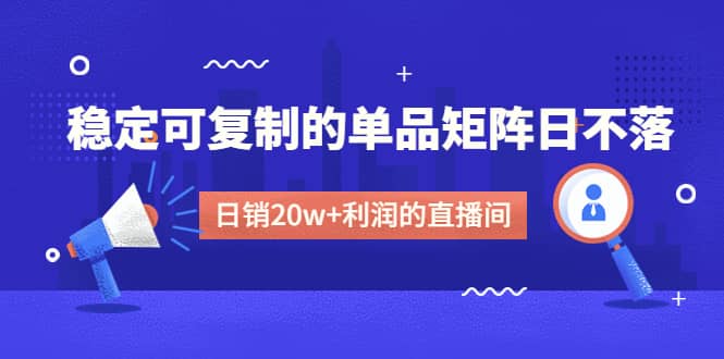 某电商线下课程，稳定可复制的单品矩阵日不落，做一个日销20w+利润的直播间 - 维兴科技-维兴科技