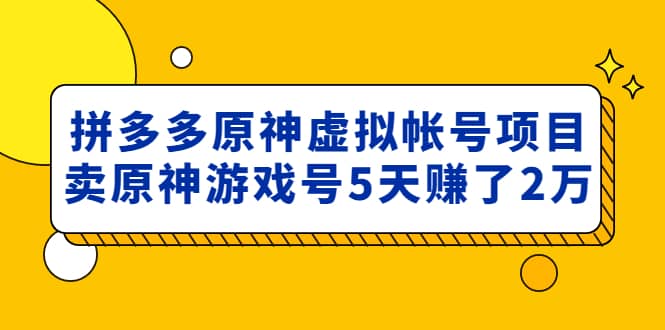 外面卖2980的拼多多原神虚拟帐号项目 - 维兴科技-维兴科技