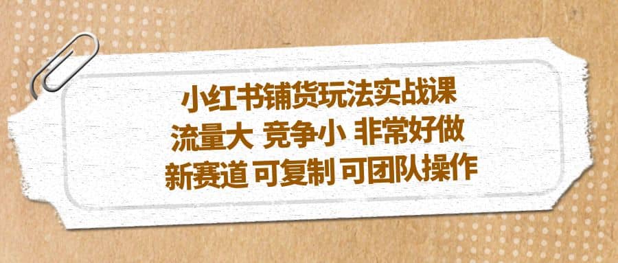 小红书铺货玩法实战课，流量大 竞争小 非常好做 新赛道 可复制 可团队操作 - 维兴科技-维兴科技