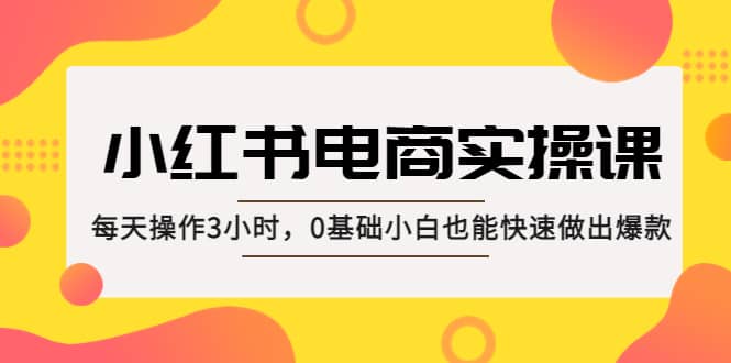 小红书·电商实操课：每天操作3小时，0基础小白也能快速做出爆款 - 维兴科技-维兴科技