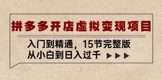 拼多多开店虚拟变现项目：入门到精通（15节完整版） - 维兴科技-维兴科技