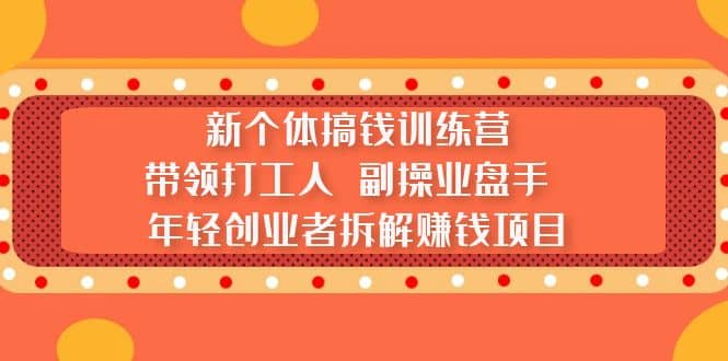 新个体搞钱训练营：带领打工人 副操业盘手 年轻创业者拆解赚钱项目 - 维兴科技-维兴科技