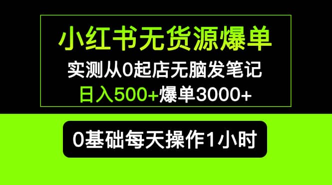 小红书无货源爆单 实测从0起店无脑发笔记爆单3000+长期项目可多店 - 维兴科技-维兴科技