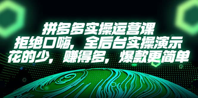 拼多多实操运营课：拒绝口嗨，全后台实操演示，花的少，赚得多，爆款更简单 - 维兴科技-维兴科技