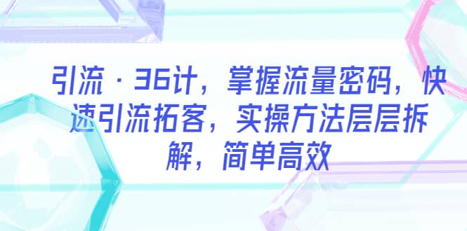 引流·36计，掌握流量密码，快速引流拓客，实操方法层层拆解，简单高效 - 维兴科技-维兴科技