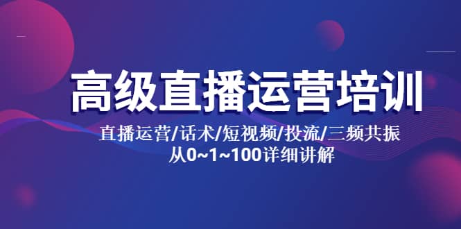 高级直播运营培训 直播运营/话术/短视频/投流/三频共振 从0~1~100详细讲解 - 维兴科技-维兴科技