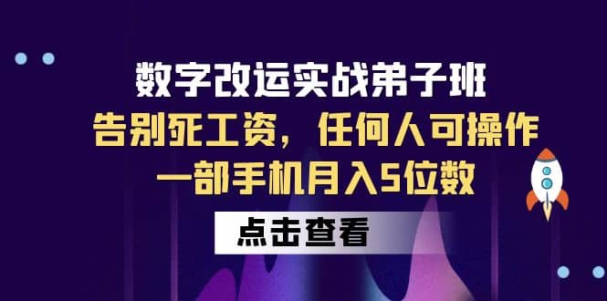 数字 改运实战弟子班：告别死工资，任何人可操作，一部手机月入5位数 - 维兴科技-维兴科技