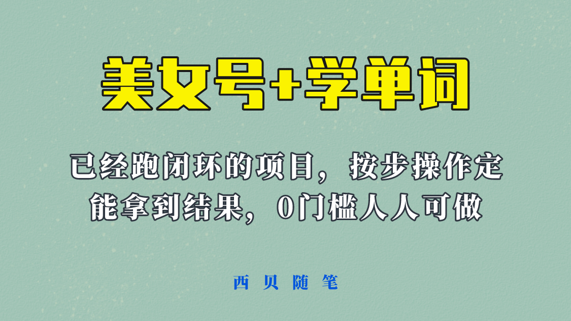 《美女号+学单词》玩法，信息差而已 课程拆开揉碎了和大家去讲 (教程+素材) - 维兴科技-维兴科技