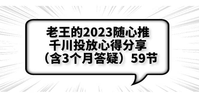 老王的2023随心推+千川投放心得分享（含3个月答疑）59节 - 维兴科技-维兴科技