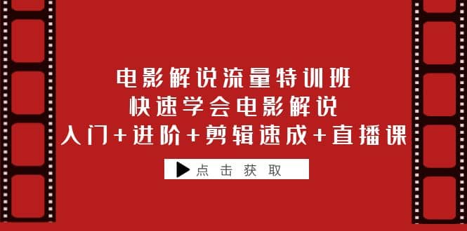 电影解说流量特训班：快速学会电影解说，入门+进阶+剪辑速成+直播课 - 维兴科技-维兴科技