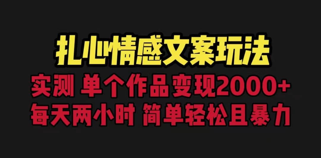 扎心情感文案玩法，单个作品变现5000+，一分钟一条原创作品，流量爆炸 - 维兴科技-维兴科技