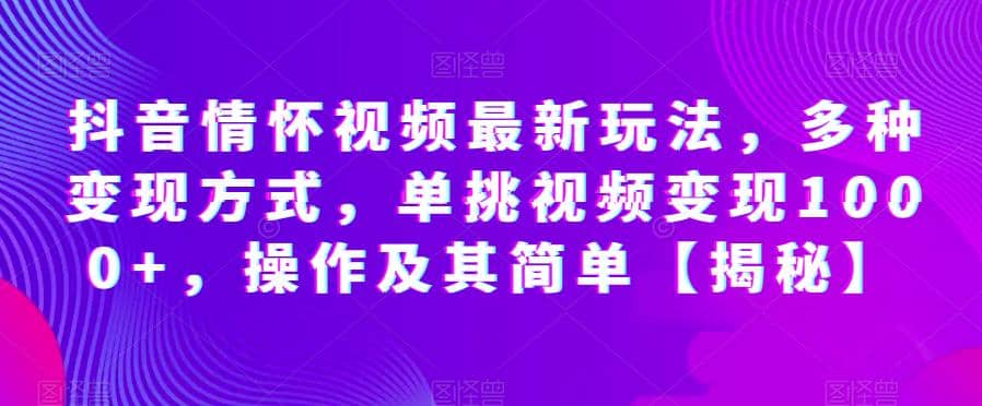 抖音情怀视频最新玩法，多种变现方式，单挑视频变现1000+，操作及其简单【揭秘】 - 维兴科技-维兴科技