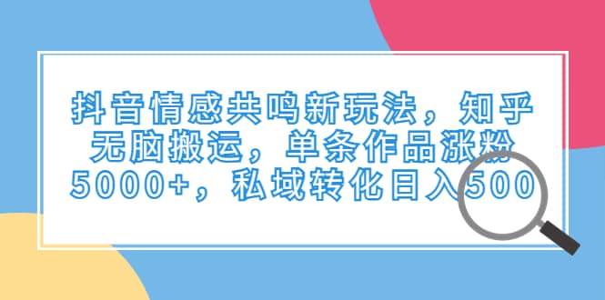 抖音情感共鸣新玩法，知乎无脑搬运，单条作品涨粉5000+，私域转化日入500 - 维兴科技-维兴科技