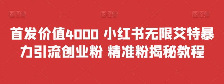 首发价值4000 小红书无限艾特暴力引流创业粉 精准粉揭秘教程 - 维兴科技-维兴科技