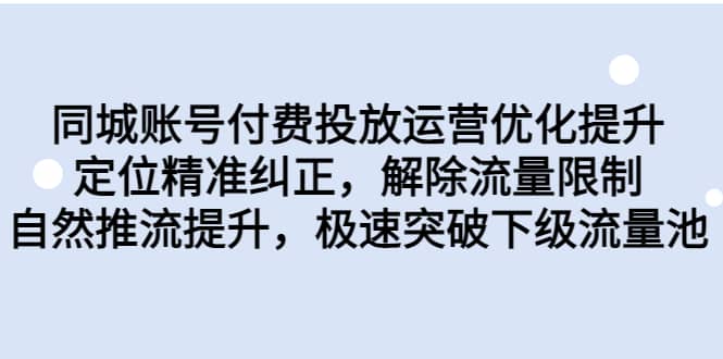 同城账号付费投放运营优化提升，定位精准纠正，解除流量限制，自然推流提升，极速突破下级流量池 - 维兴科技-维兴科技