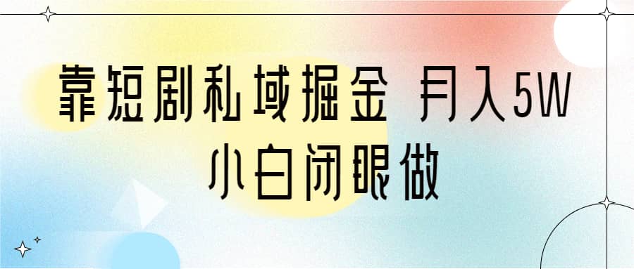 靠短剧私域掘金 月入5W 小白闭眼做（教程+2T资料） - 维兴科技-维兴科技