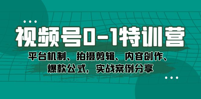 视频号0-1特训营：平台机制、拍摄剪辑、内容创作、爆款公式，实战案例分享 - 维兴科技-维兴科技