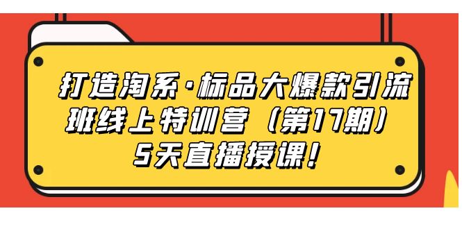 打造淘系·标品大爆款引流班线上特训营5天直播授课！ - 维兴科技-维兴科技