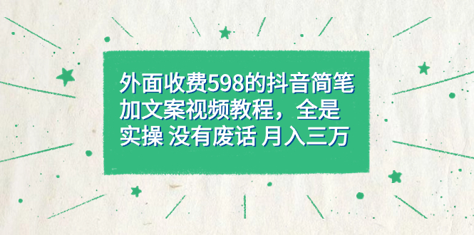 外面收费598抖音简笔加文案教程，全是实操 没有废话 月入三万（教程+资料） - 维兴科技-维兴科技