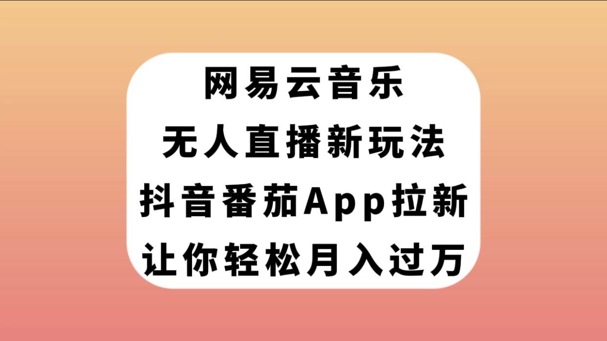 网易云音乐无人直播新玩法，抖音番茄APP拉新，让你轻松月入过万 - 维兴科技-维兴科技