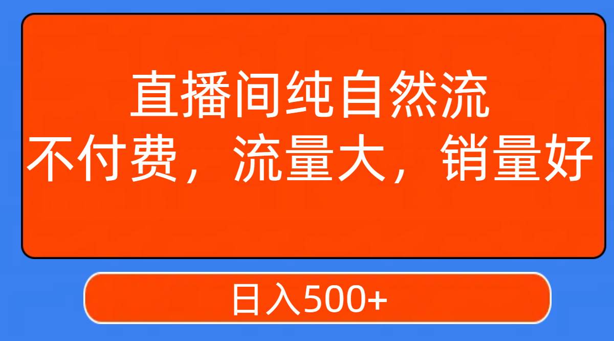 直播间纯自然流，不付费，流量大，销量好，日入500+ - 维兴科技-维兴科技