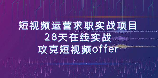 短视频运-营求职实战项目，28天在线实战，攻克短视频offer（46节课） - 维兴科技-维兴科技