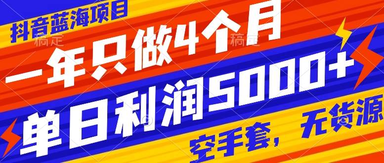 抖音蓝海项目，一年只做4个月，空手套，无货源，单日利润5000+ - 维兴科技-维兴科技
