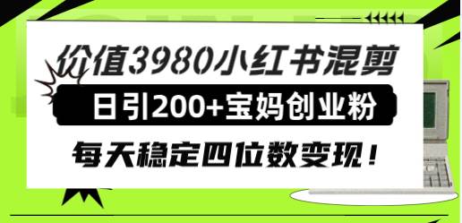 价值3980小红书混剪日引200+宝妈创业粉，每天稳定四位数变现！ - 维兴科技-维兴科技