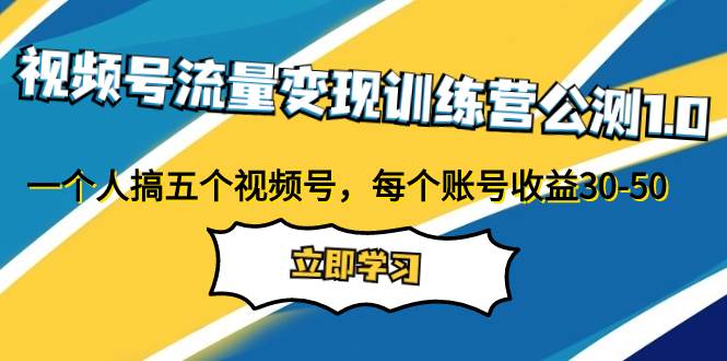 视频号流量变现训练营公测1.0：一个人搞五个视频号，每个账号收益30-50 - 维兴科技-维兴科技
