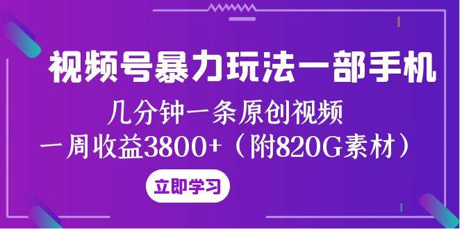 视频号暴力玩法一部手机 几分钟一条原创视频 一周收益3800+（附820G素材） - 维兴科技-维兴科技