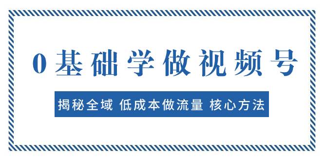 0基础学做视频号：揭秘全域 低成本做流量 核心方法 快速出爆款 轻松变现 - 维兴科技-维兴科技