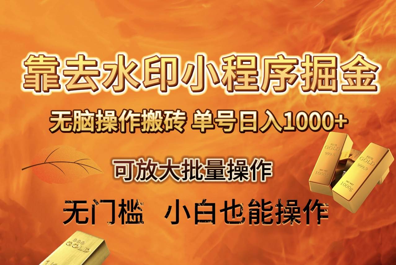 去水印小程序+拼多多 无脑搬砖 ，单号日入1000+ 保姆级教程 可放大批量操作 - 维兴科技-维兴科技