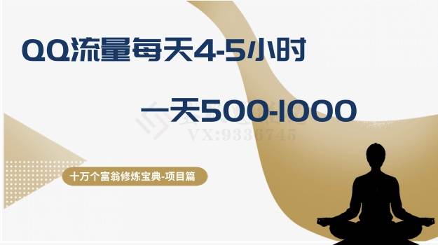 十万个富翁修炼宝典之1.QQ流量每天4-5小时，一天500-1000 - 维兴科技-维兴科技