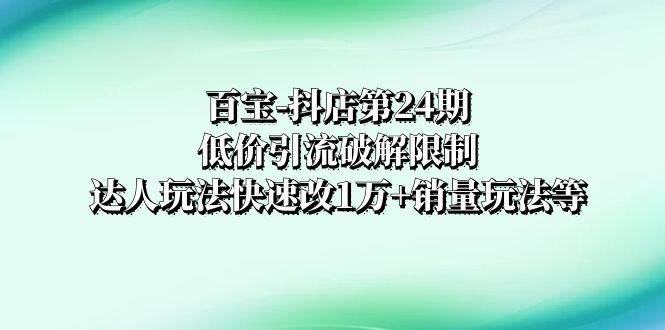 百宝-抖店第24期：低价引流破解限制，达人玩法快速改1万+销量玩法等 - 维兴科技-维兴科技