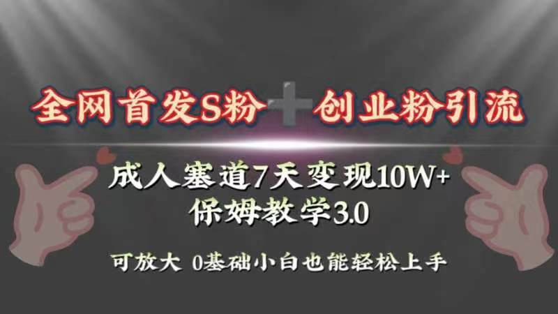 全网首发s粉加创业粉引流变现，成人用品赛道7天变现10w+保姆教学3.0 - 维兴科技-维兴科技