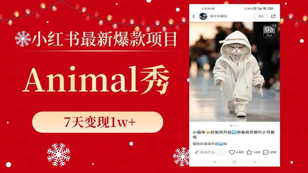 小红书最新爆款项目，Animal秀，7天变现1w+ - 维兴科技-维兴科技