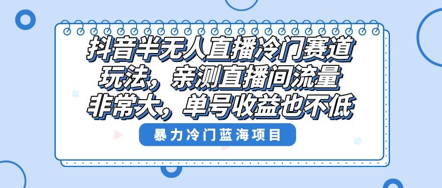 抖音半无人直播冷门赛道玩法，直播间流量非常大，单号收益也不低！ - 维兴科技-维兴科技