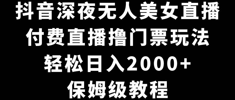 抖音深夜无人美女直播，付费直播撸门票玩法，轻松日入2000+，保姆级教程 - 维兴科技-维兴科技