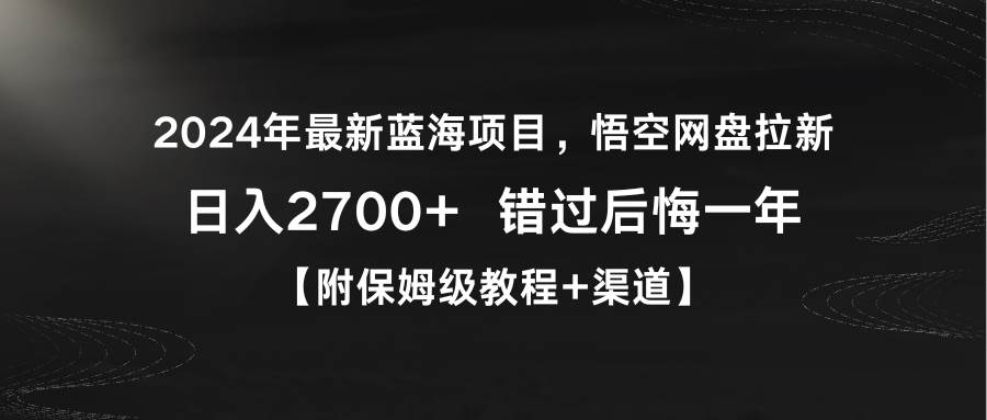 2024年最新蓝海项目，悟空网盘拉新，日入2700+错过后悔一年【附保姆级教… - 维兴科技-维兴科技