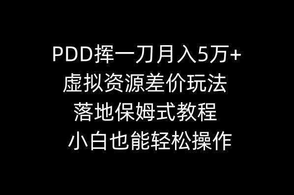 PDD挥一刀月入5万+，虚拟资源差价玩法，落地保姆式教程，小白也能轻松操作 - 维兴科技-维兴科技