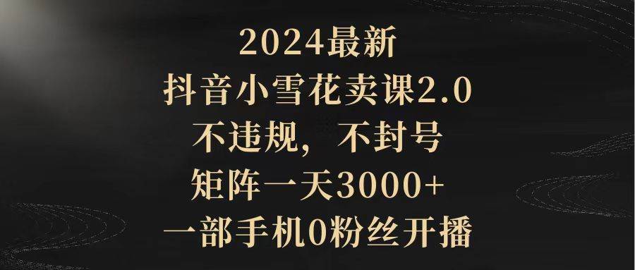 2024最新抖音小雪花卖课2.0 不违规 不封号 矩阵一天3000+一部手机0粉丝开播 - 维兴科技-维兴科技