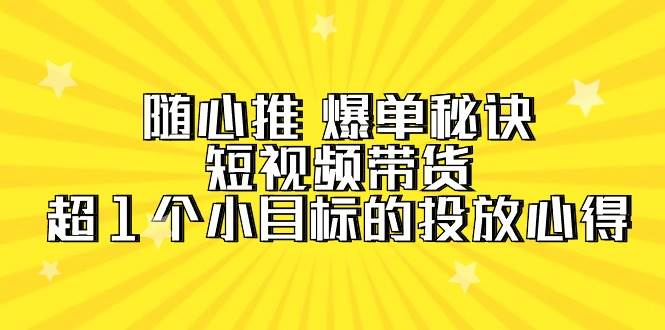 随心推 爆单秘诀，短视频带货-超1个小目标的投放心得（7节视频课） - 维兴科技-维兴科技