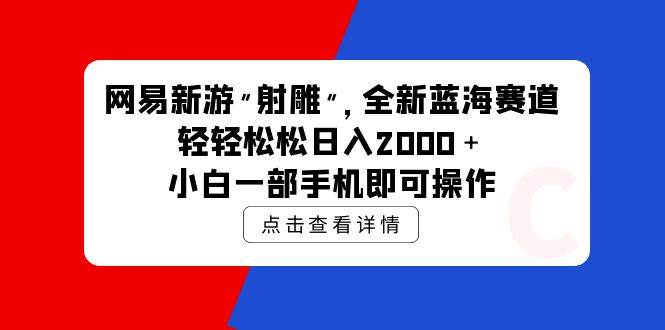 网易新游 射雕 全新蓝海赛道，轻松日入2000＋小白一部手机即可操作 - 维兴科技-维兴科技