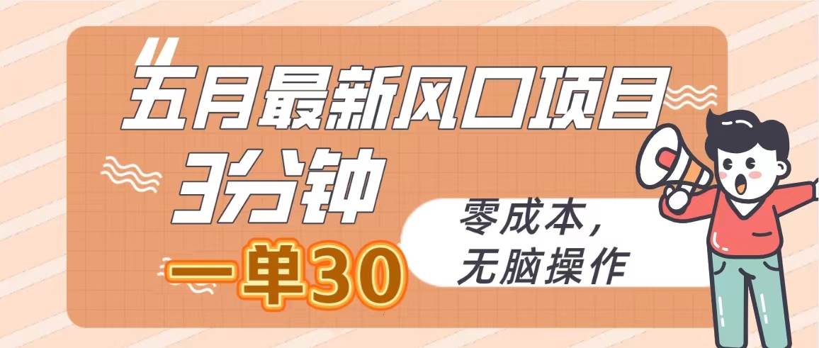 五月最新风口项目，3分钟一单30，零成本，无脑操作 - 维兴科技-维兴科技