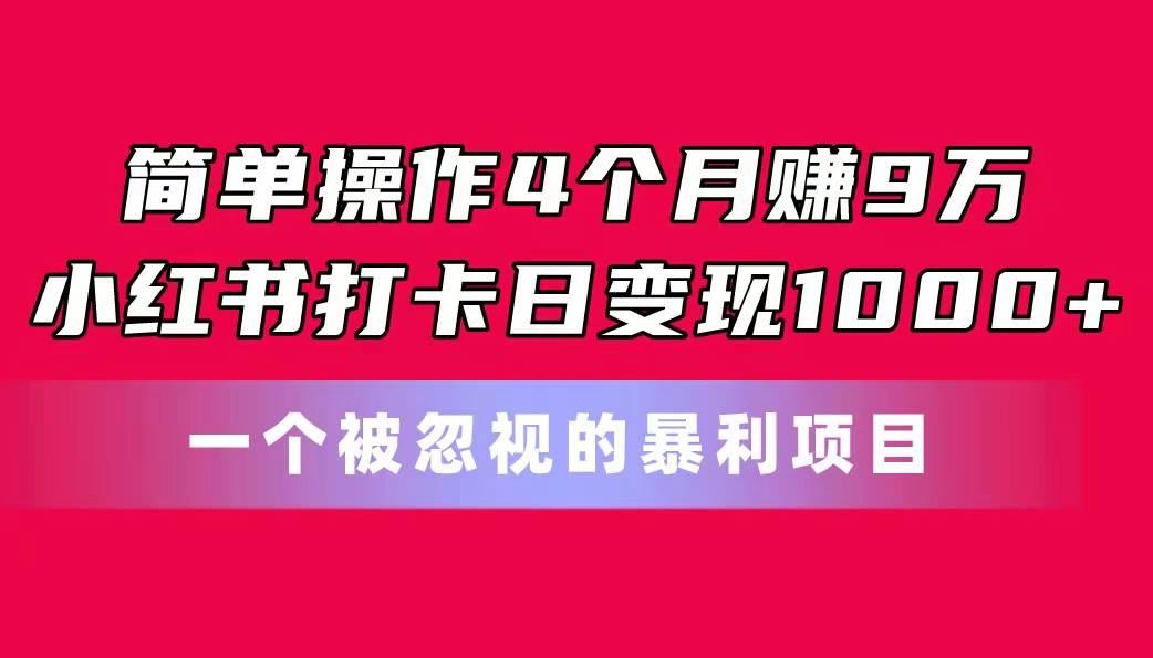 简单操作4个月赚9万！小红书打卡日变现1000+！一个被忽视的暴力项目 - 维兴科技-维兴科技