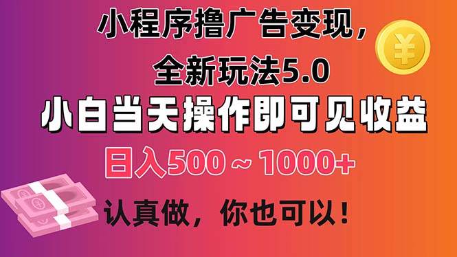 小程序撸广告变现，全新玩法5.0，小白当天操作即可上手，日收益 500~1000+ - 维兴科技-维兴科技