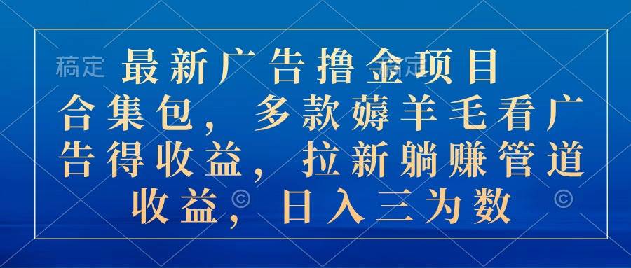 最新广告撸金项目合集包，多款薅羊毛看广告收益 拉新管道收益，日入三为数 - 维兴科技-维兴科技