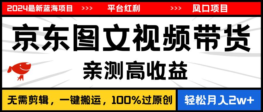 2024最新蓝海项目，逛逛京东图文视频带货，无需剪辑，月入20000+ - 维兴科技-维兴科技