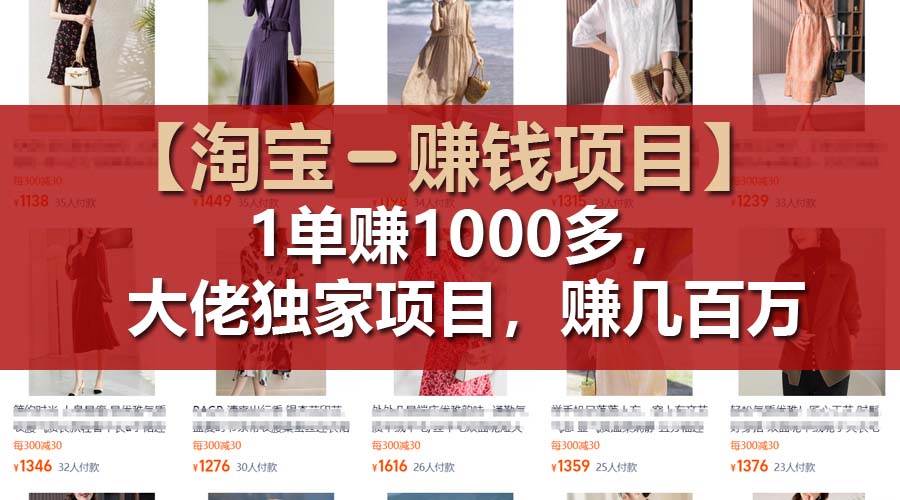 【淘宝赚钱项目】1单可赚1000多，大佬独家项目，年赚几百万 - 维兴科技-维兴科技